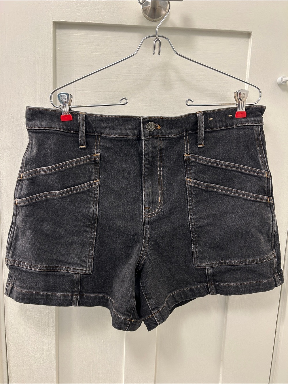 Women's Black Utility Denim Shorts